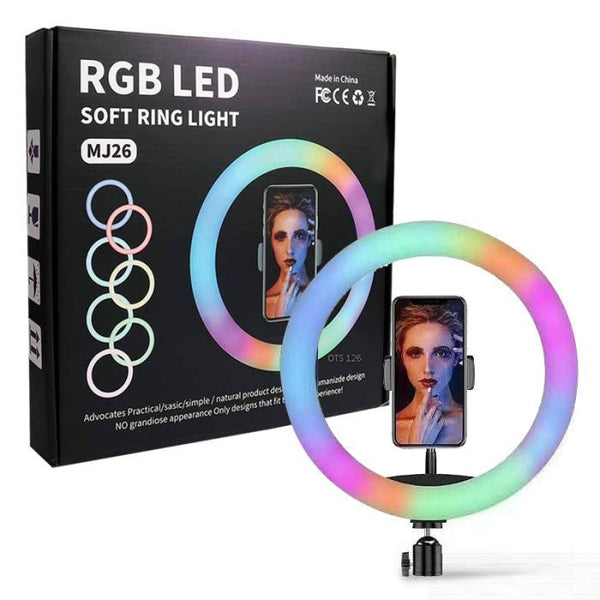 MJ26 10.2" RGB LED Soft Ring Light – 25W Dimmable Selfie Ring Light with Multi-Color Modes Ahsangadgetzone