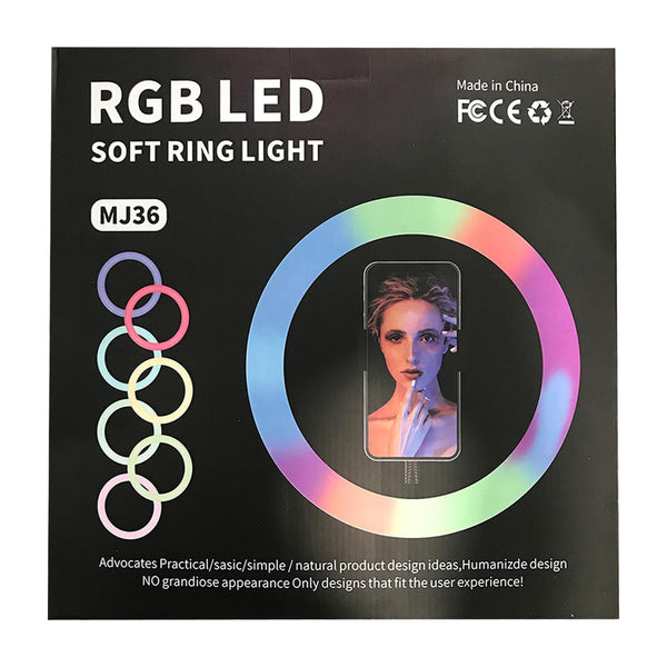 MJ36 14.1" RGB LED Ring Light – Multi-Color Beauty Fill Light with Phone Clip (Stand Not Included) Ahsangadgetzone
