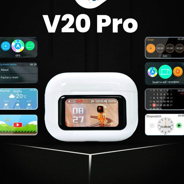 V20 Pro TWS Airbuds | Bluetooth 5.4 | ANC+ENC | Touch Display | 32H Battery Ahsangadgetzone