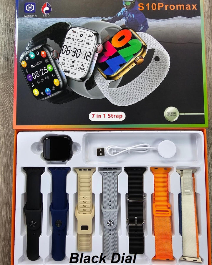 S10 Pro Max Series 9 Smartwatch – 7-in-1 Straps | HD Display | Bluetooth Calling | Music Control | Unisex Ahsangadgetzone