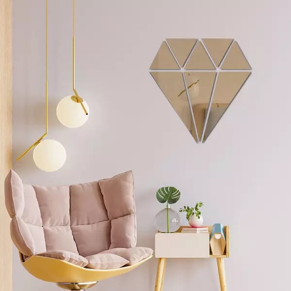 Diamond Shaped Acrylic Mirror Wall Stickers Aram ka bazar