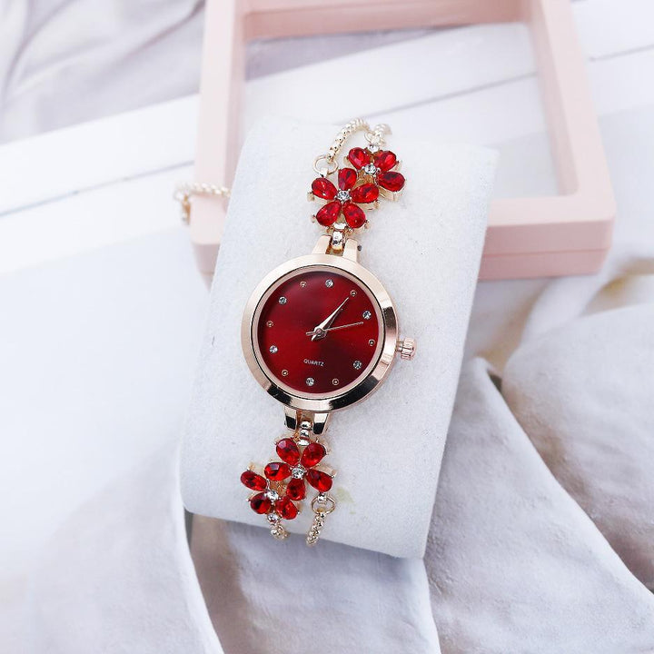 Internet Celebrant Explosive Flower Diamond Women's Watch Korean Fashion Female Student Pull-out Bracelet Watch High-value Women's Watch Ravi Rang Collection