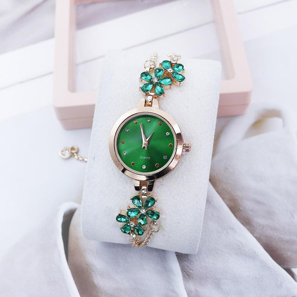 Internet Celebrant Explosive Flower Diamond Women's Watch Korean Fashion Female Student Pull-out Bracelet Watch High-value Women's Watch Ravi Rang Collection