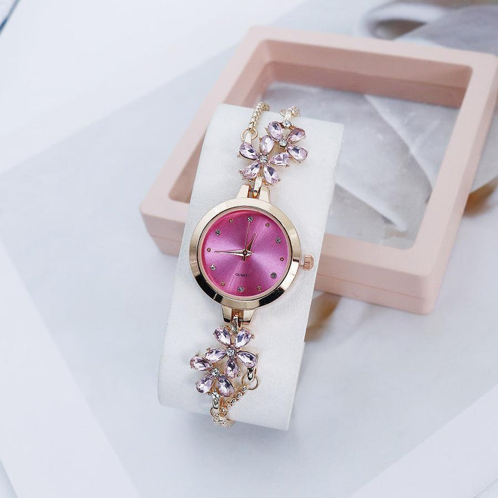 Internet Celebrant Explosive Flower Diamond Women's Watch Korean Fashion Female Student Pull-out Bracelet Watch High-value Women's Watch Ravi Rang Collection