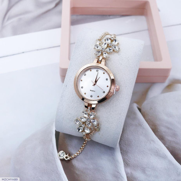 Internet Celebrant Explosive Flower Diamond Women's Watch Korean Fashion Female Student Pull-out Bracelet Watch High-value Women's Watch Ravi Rang Collection