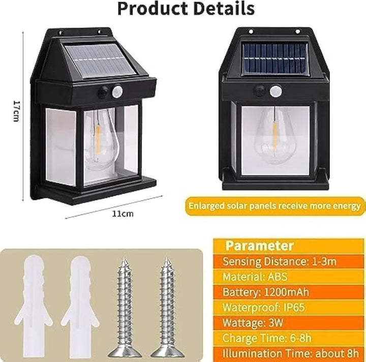 Motion Sensor Solar Sensor Lamp - Black Outdoor Lighting Solution Ravi Rang Collection