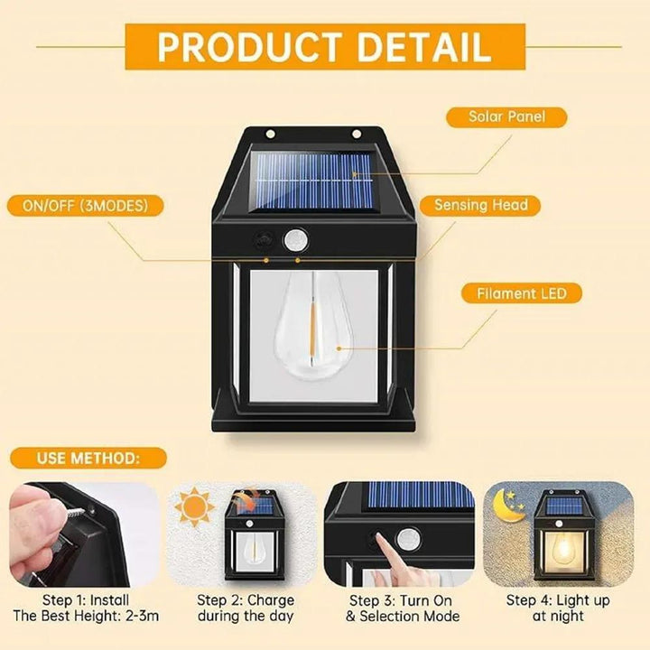 Motion Sensor Solar Sensor Lamp - Black Outdoor Lighting Solution Ravi Rang Collection