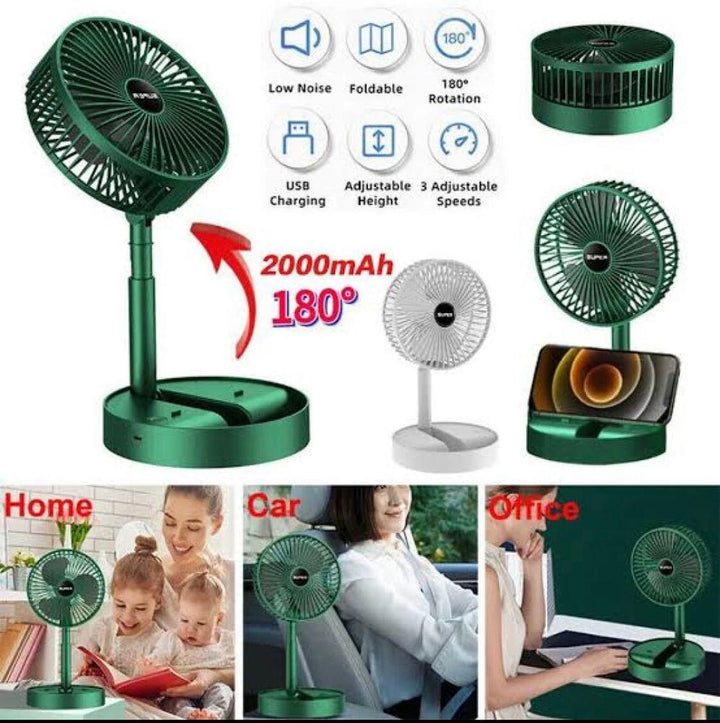 Folding Portable Rechargeable Fan for home & Office Ravi Rang Collection