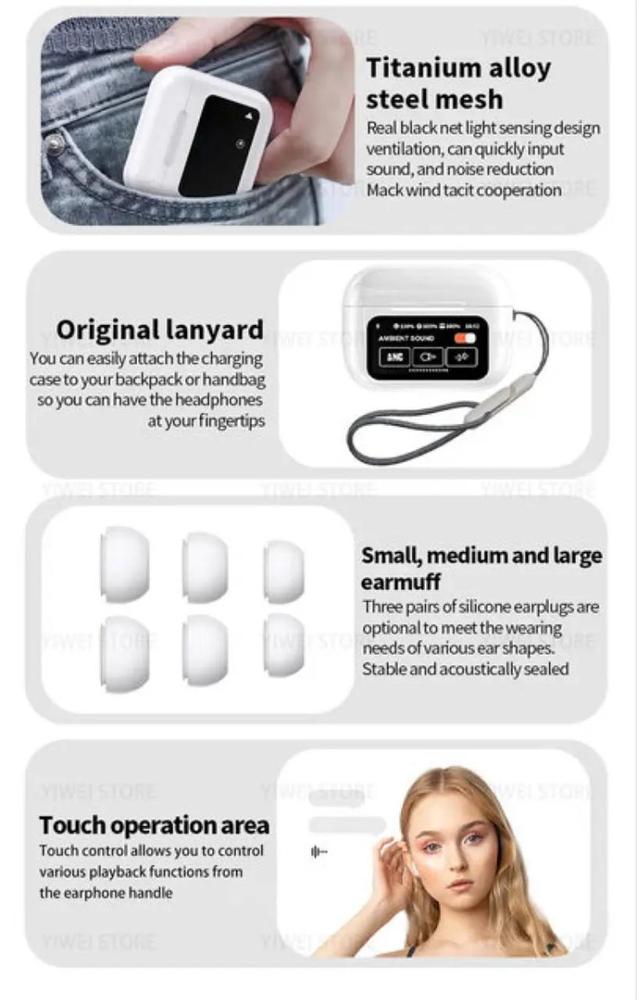 Earbuds Noise-Cancelling with Smart Touch LED Ravi Rang Collection