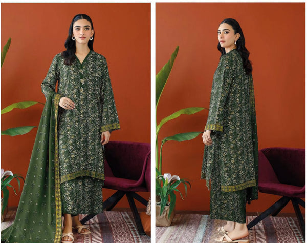 Women Unstitched Embroidered 3pc Suit Orient