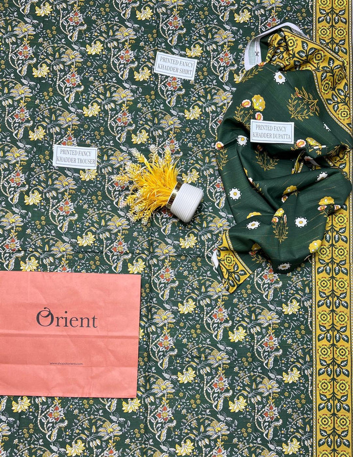 Women Unstitched Embroidered 3pc Suit Orient