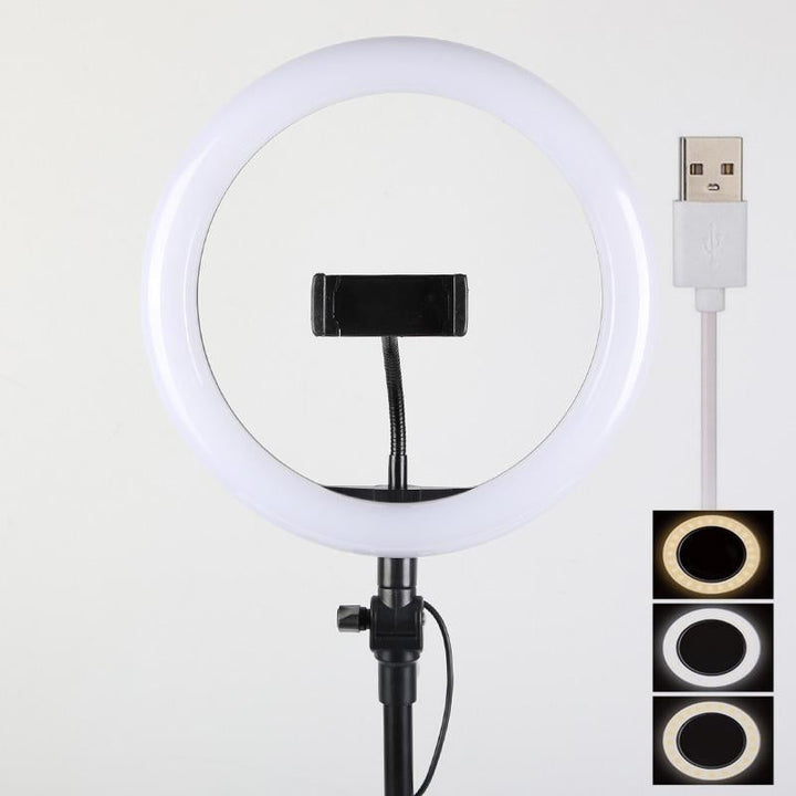 26CM Selfie LED Ring Light with Ball Head & Mobile Holder – 3-Color Brightness, Dimmable (Stand Not Included) Ahsangadgetzone