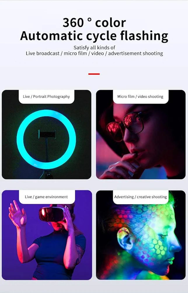 MJ26 10.2" RGB LED Soft Ring Light – 25W Dimmable Selfie Ring Light with Multi-Color Modes Ahsangadgetzone
