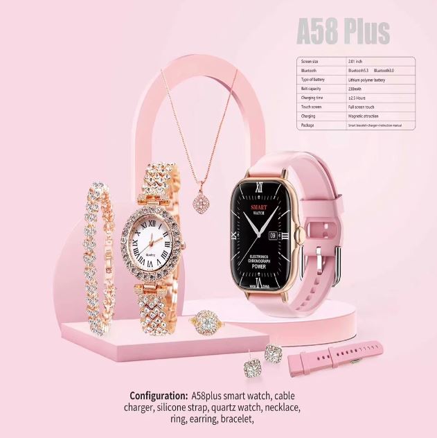 A58 Plus Smartwatch – Fitness Tracker | Blood Pressure Monitor | Stylish Watch for Women Ahsangadgetzone
