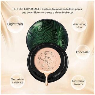 TYAGEN-II Sunisa 3 in 1 CC and BB Water Proof Foundation Concealer Cream with Air Cushion Mushroom Zainsar