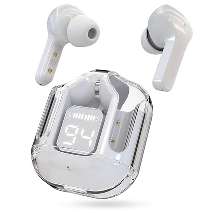 Air 31 TWS Wireless Earbuds – Transparent Bluetooth Earbuds, Airpods Style, Noise-Canceling, Premium Sound Quality with Free Pouch & Lanyard Ahsangadgetzone