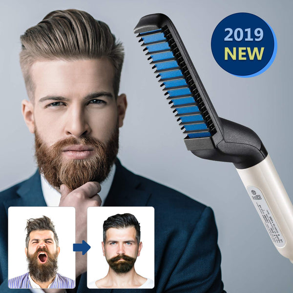 Hair Straightener For Men Multifunctional Comb Curling Electric Brush Beard Comb Zainsar