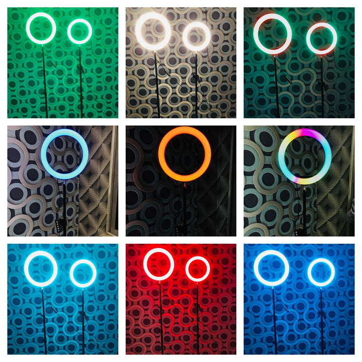 MJ33 13" RGB LED Ring Light – Multi-Color Rainbow & Off-White Light with Phone Clip (Without Stand) Ahsangadgetzone