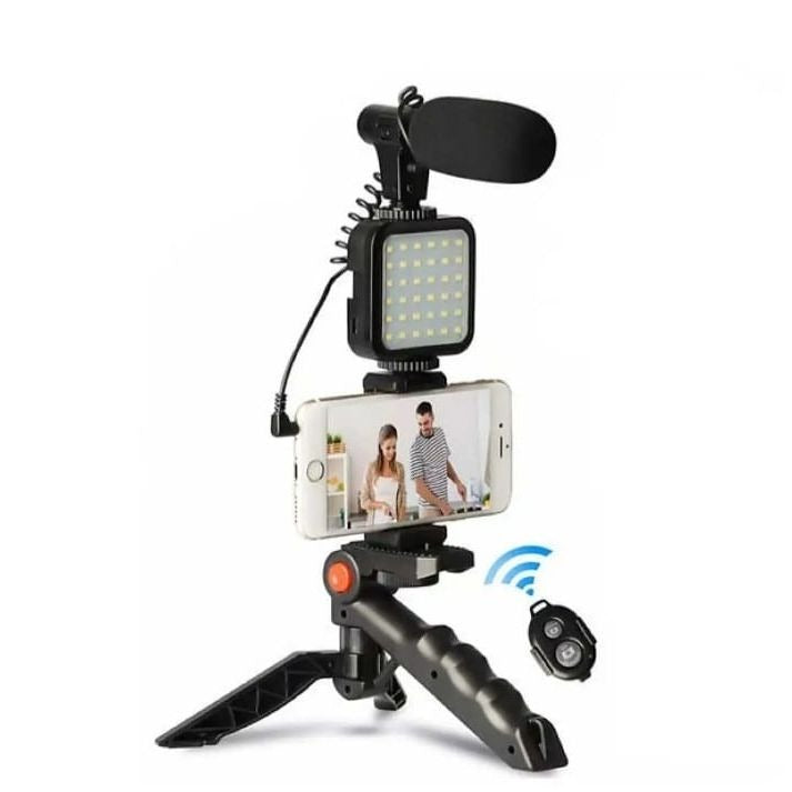 AY 49 All-in-One Video Creation Kit – Tripod, Microphone, LED Light, and Mobile Holder for Perfect Vlogs" Ahsangadgetzone