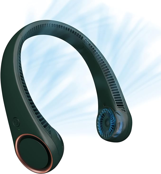 Portable neck hanging fan wearable with rechargeable battery Aram ka bazar