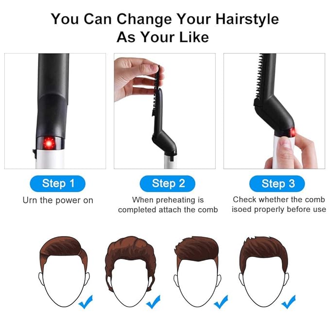 Hair Straightener For Men Multifunctional Comb Curling Electric Brush Beard Comb Zainsar