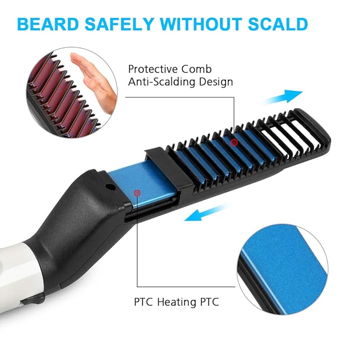 Hair Straightener For Men Multifunctional Comb Curling Electric Brush Beard Comb Zainsar