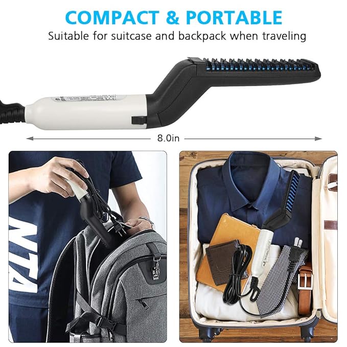 Hair Straightener For Men Multifunctional Comb Curling Electric Brush Beard Comb Zainsar