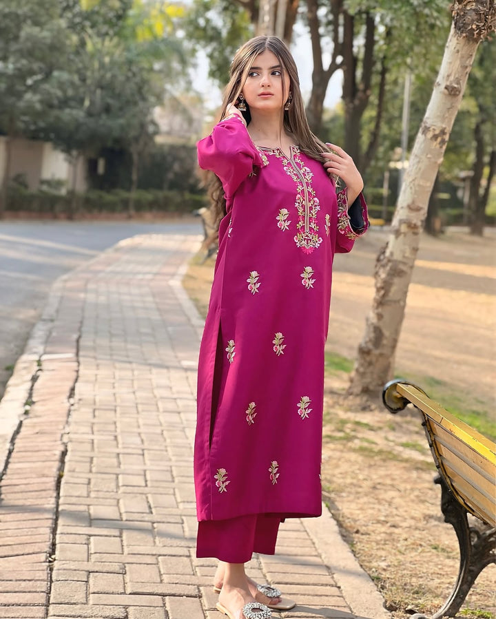 Women Unstitched Embroidered 3pc Suit Bonanza