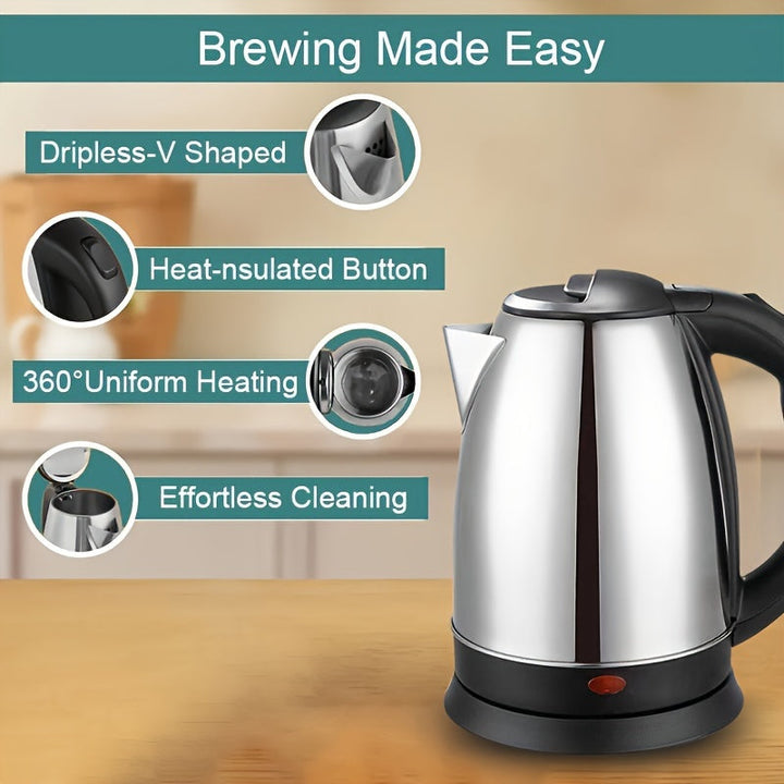 Premium Quality 2.0L Stainless Steel Electric Kettle – Fast Boil, Durable, and Efficient Fashion Mart