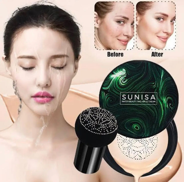 TYAGEN-II Sunisa 3 in 1 CC and BB Water Proof Foundation Concealer Cream with Air Cushion Mushroom Zainsar