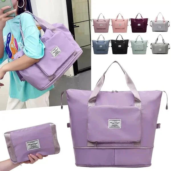 Women Travel Foldable Shoulder Bag Patchwork Tote Bag Casual Large Capacity Fashion Handbag (random Color) Avuke Goods