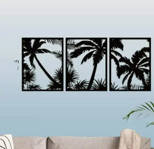 Wooden Palm Trees Wall Decoration (3pc Set) Avuke Goods