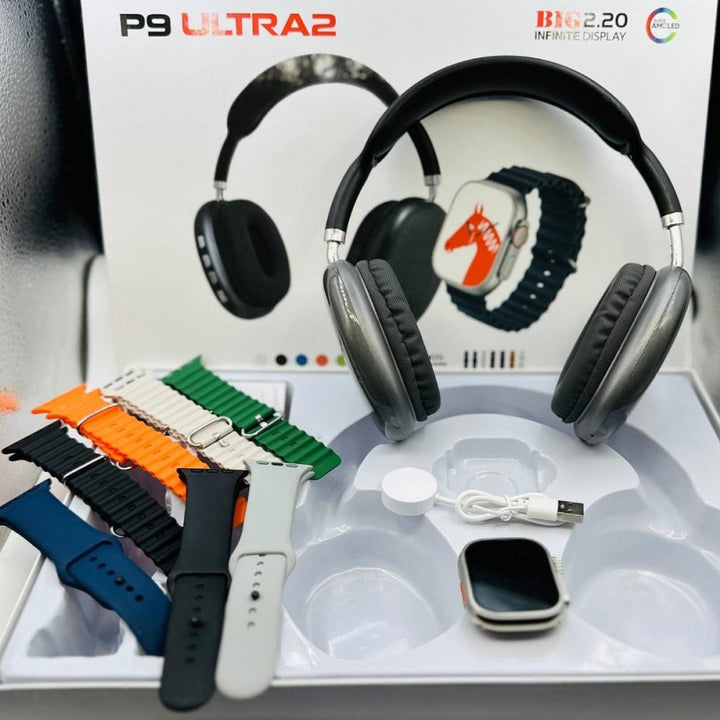 P9 Ultra 2 Smartwatch with High-Performance Headphones & 7 Customizable Straps – The Ultimate Wearable Experience Ahsangadgetzone