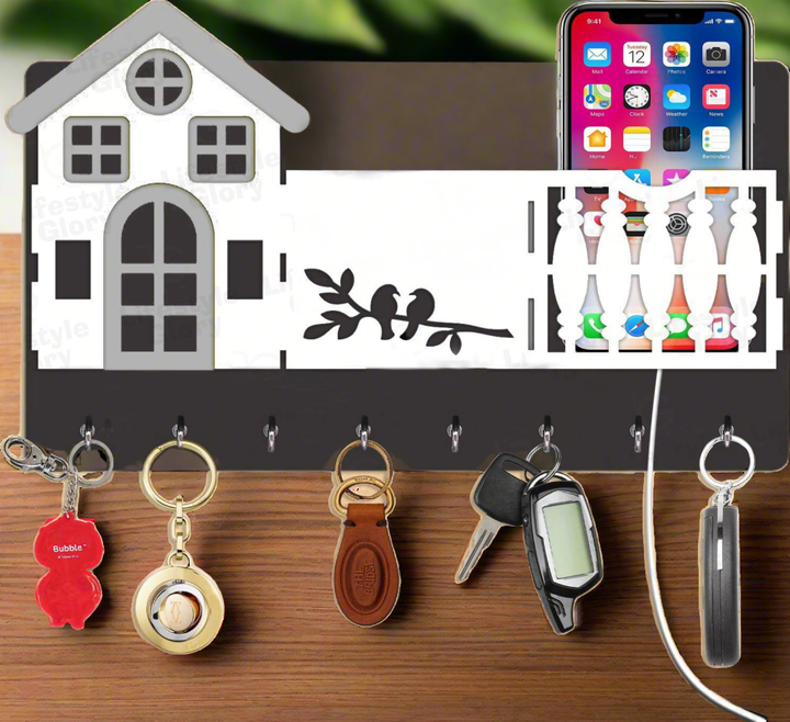 Mobile & key 3D Home Design With Sparrow Engraving Wooden Key Holder Zainsar