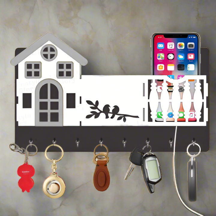 Mobile & key 3D Home Design With Sparrow Engraving Wooden Key Holder Zainsar