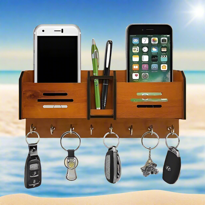 Wooden Wall Hanging Mobile Holder and Key Holder 3D DIY Design Zainsar