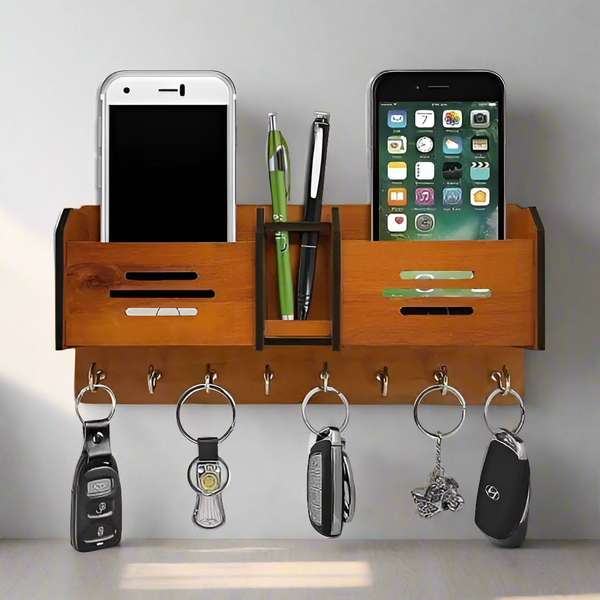 Wooden Wall Hanging Mobile Holder and Key Holder 3D DIY Design Zainsar