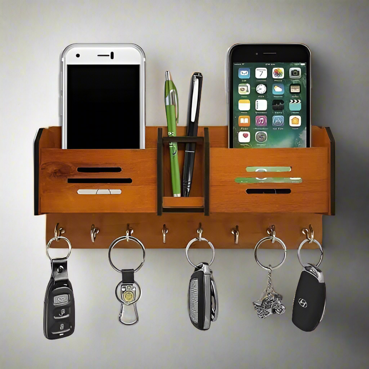 Wooden Wall Hanging Mobile Holder and Key Holder 3D DIY Design Zainsar