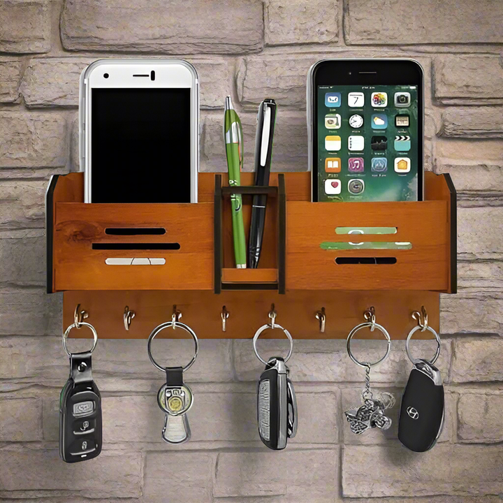 Wooden Wall Hanging Mobile Holder and Key Holder 3D DIY Design Zainsar