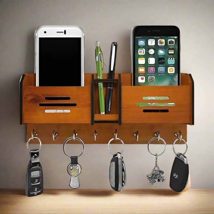 Wooden Wall Hanging Mobile Holder and Key Holder 3D DIY Design Zainsar