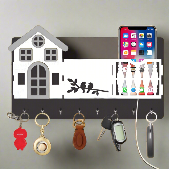 Mobile & key 3D Home Design With Sparrow Engraving Wooden Key Holder Zainsar