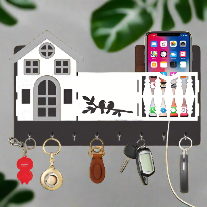 Mobile & key 3D Home Design With Sparrow Engraving Wooden Key Holder Zainsar