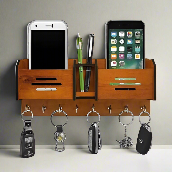 Wooden Wall Hanging Mobile Holder and Key Holder 3D DIY Design Zainsar
