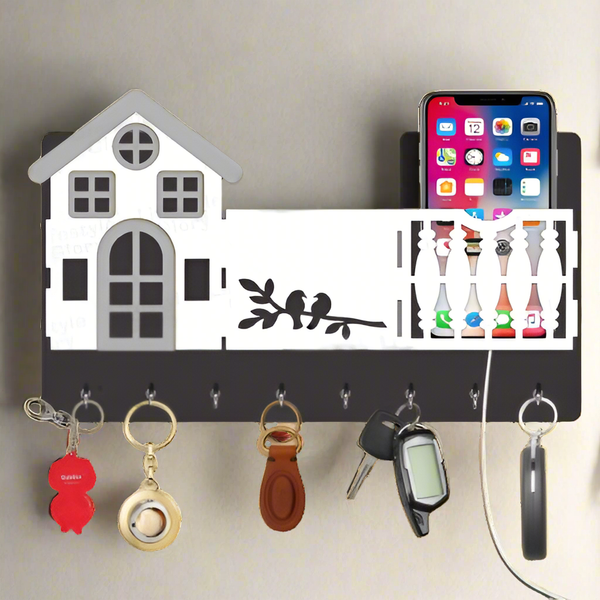 Mobile & key 3D Home Design With Sparrow Engraving Wooden Key Holder Zainsar