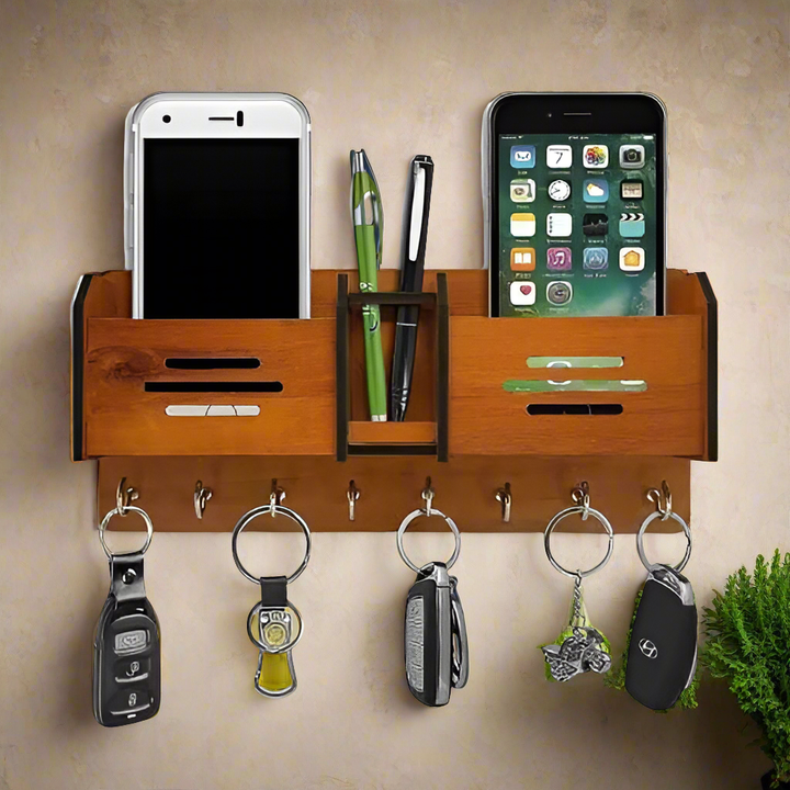 Wooden Wall Hanging Mobile Holder and Key Holder 3D DIY Design Zainsar