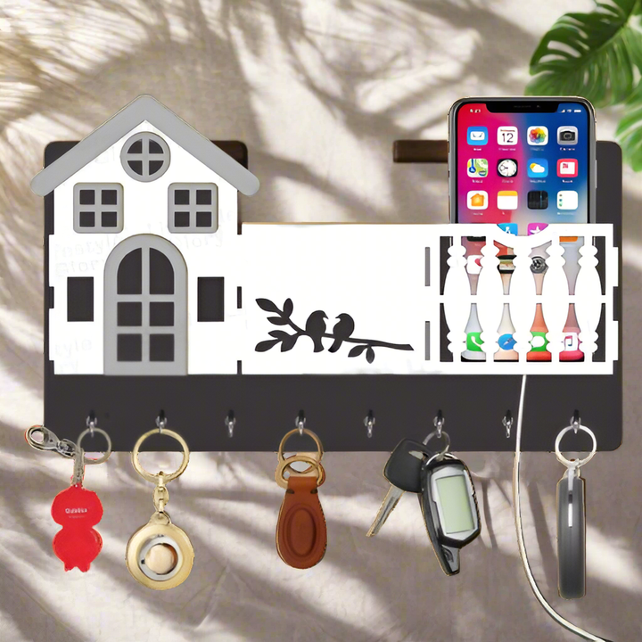 Mobile & key 3D Home Design With Sparrow Engraving Wooden Key Holder Zainsar