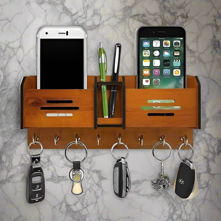 Wooden Wall Hanging Mobile Holder and Key Holder 3D DIY Design Zainsar