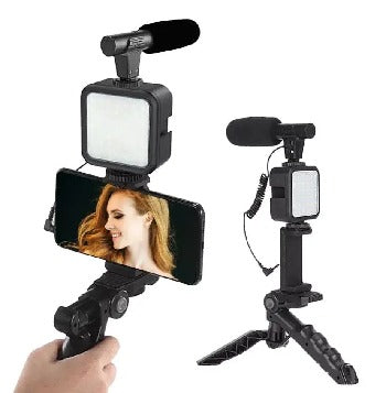 AY 49 All-in-One Video Creation Kit – Tripod, Microphone, LED Light, and Mobile Holder for Perfect Vlogs" Ahsangadgetzone