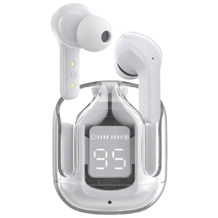 Air 31 TWS Wireless Earbuds – Transparent Bluetooth Earbuds, Airpods Style, Noise-Canceling, Premium Sound Quality with Free Pouch & Lanyard Ahsangadgetzone