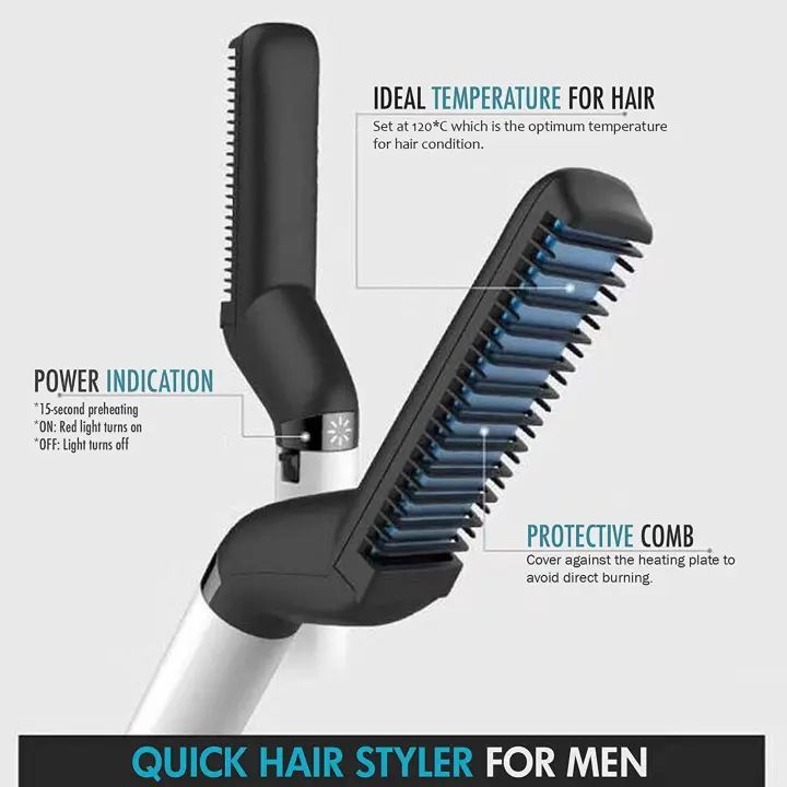 Hair Straightener For Men Multifunctional Comb Curling Electric Brush Beard Comb Zainsar